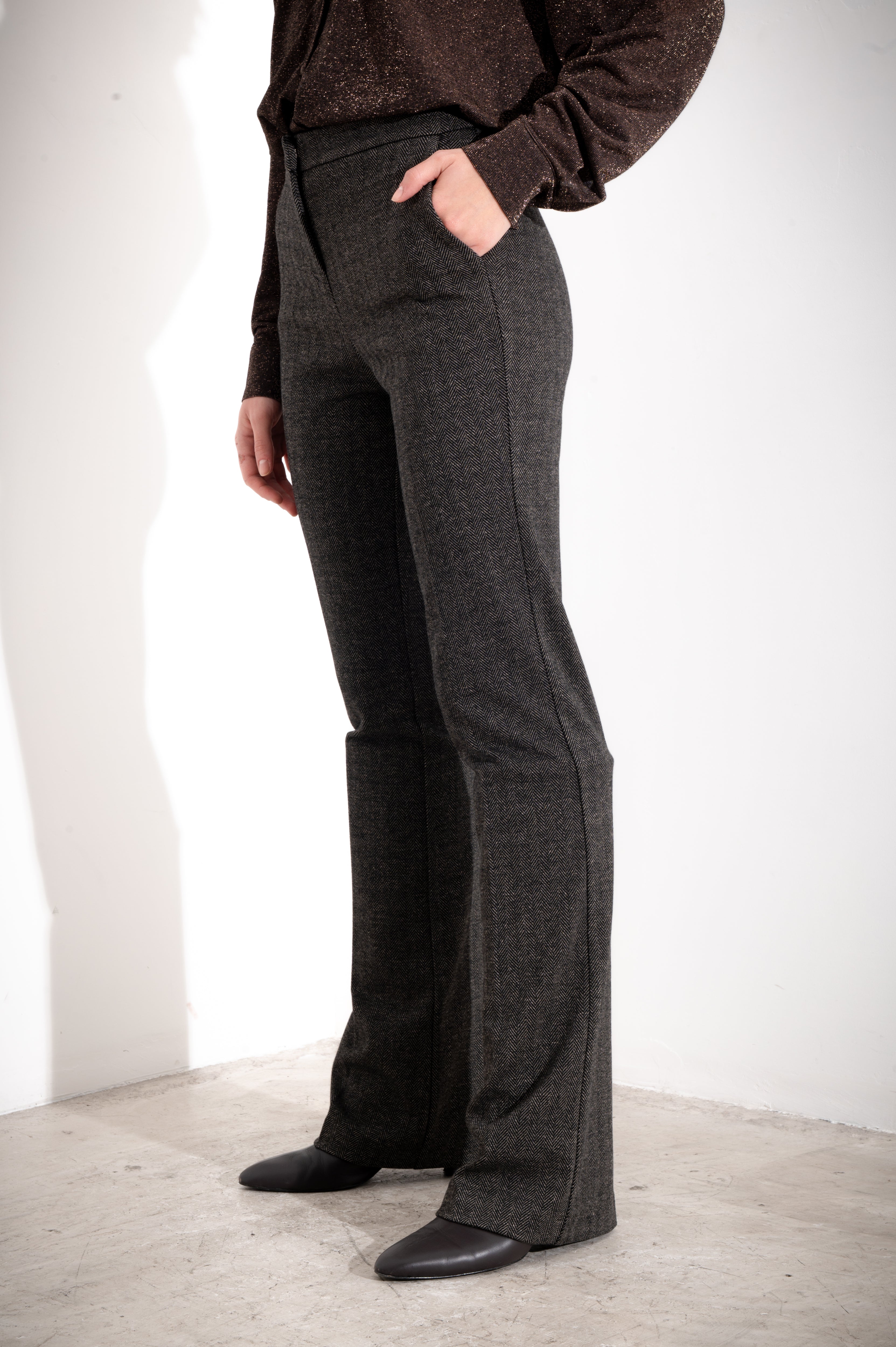 Pantaloni a vita alta in punto milano resca