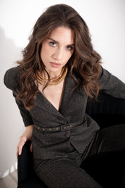 Giacca corta monopetto con cinta