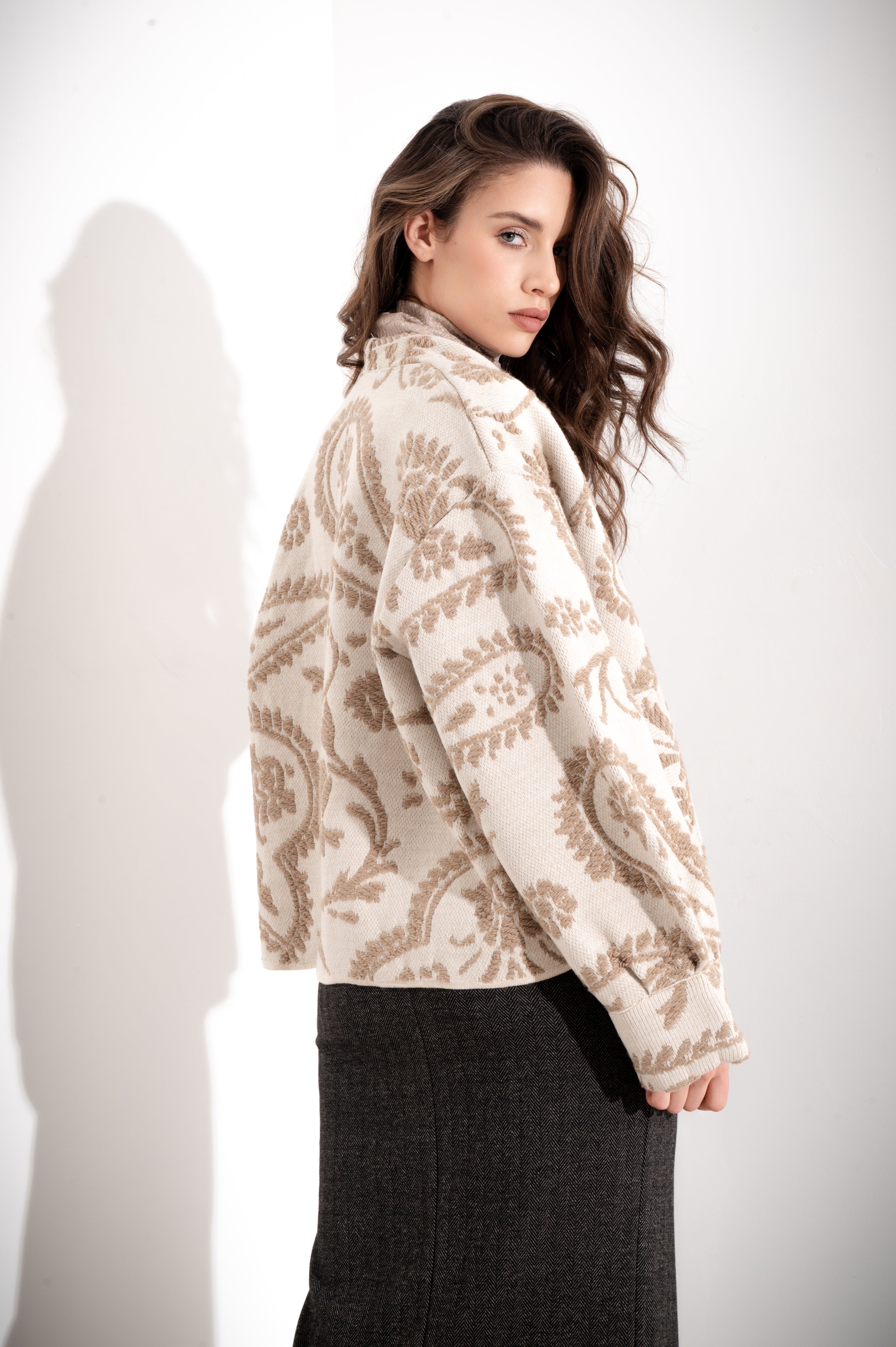 Cappotto corto senza chiusura in maglia