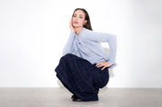 Wool and silk check midi skirt