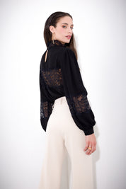 Double crepe flared trousers