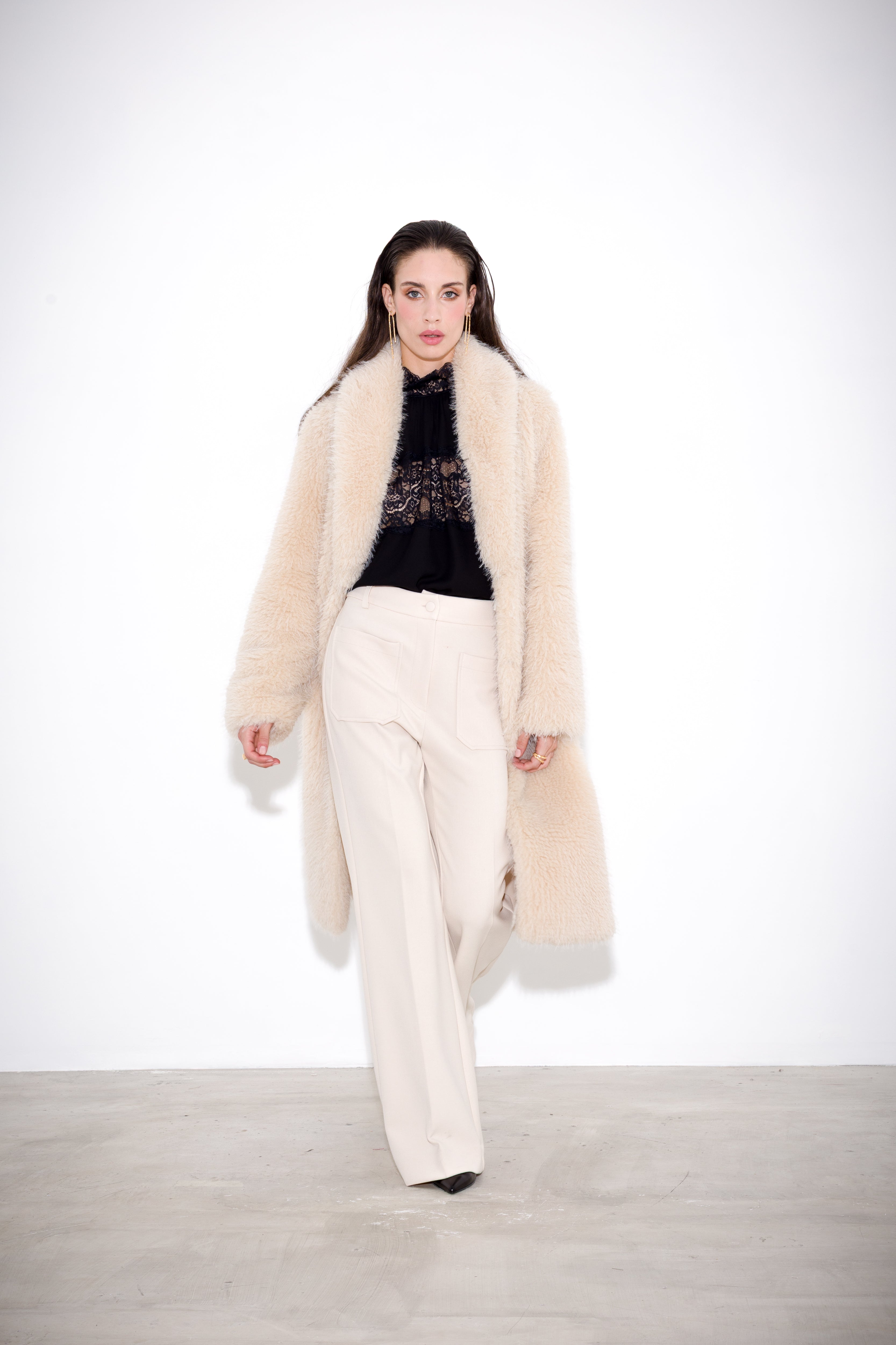 Double crepe flared trousers