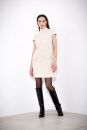 Short dress with pockets in double crepe