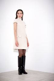 Short dress with pockets in double crepe