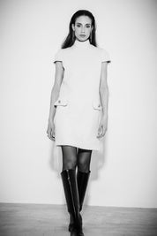 Short dress with pockets in double crepe