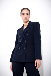 Double-breasted wool canvas jacket