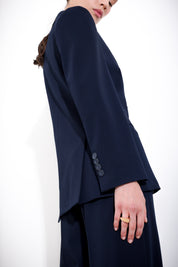Double-breasted wool canvas jacket