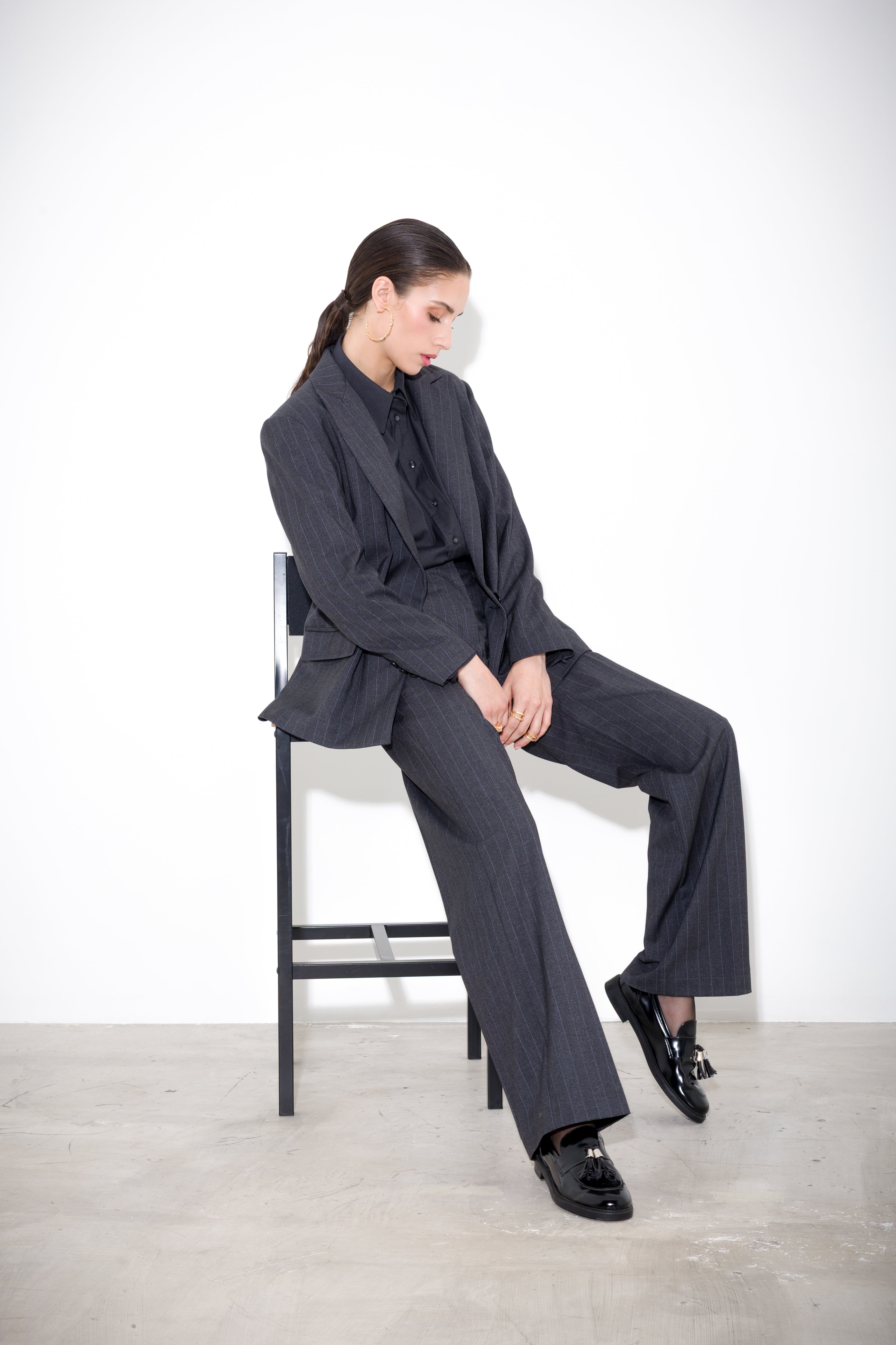 Pantalone dritto gessato