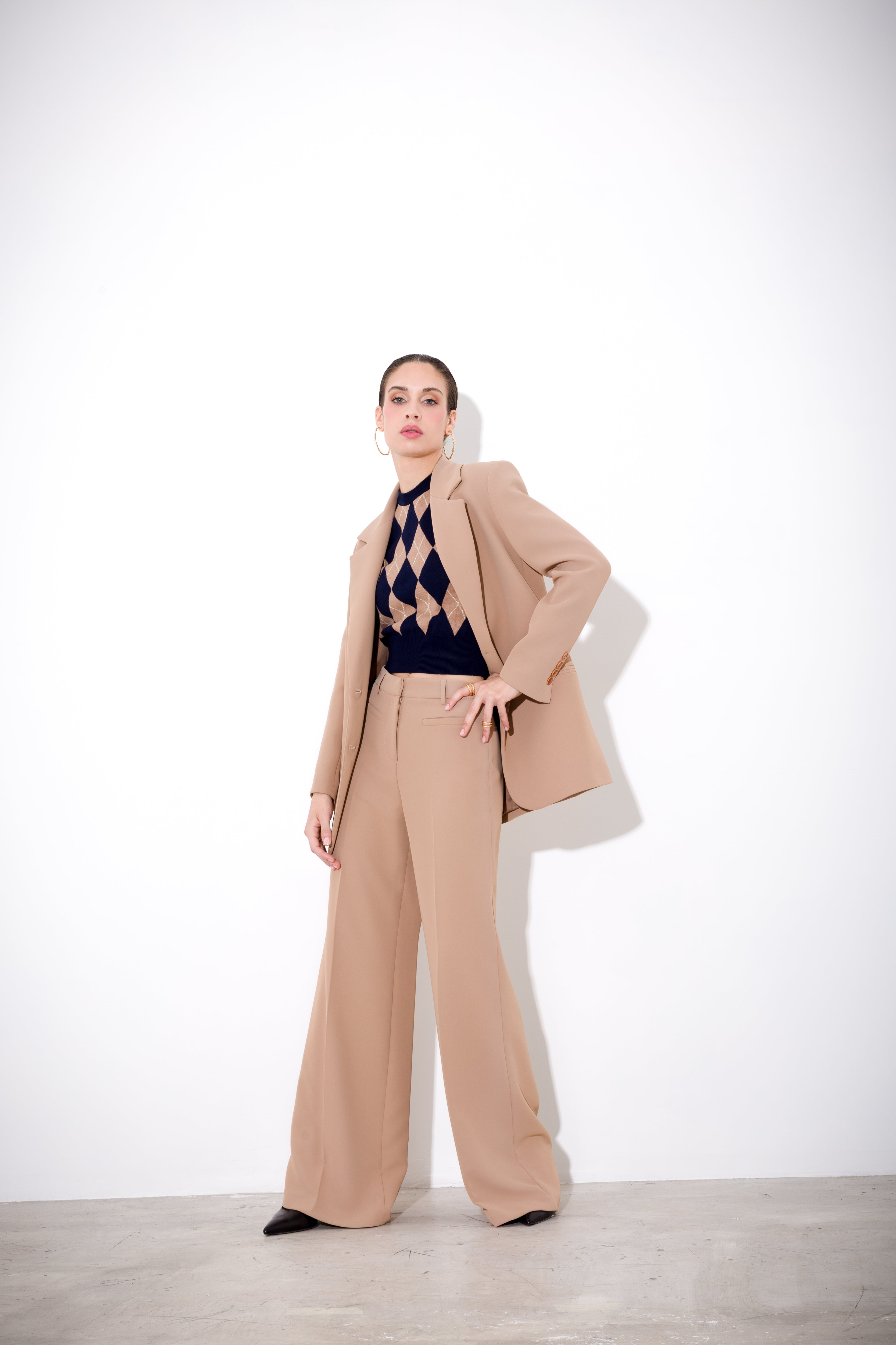 Pantalone a palazzo in fluido diagonale