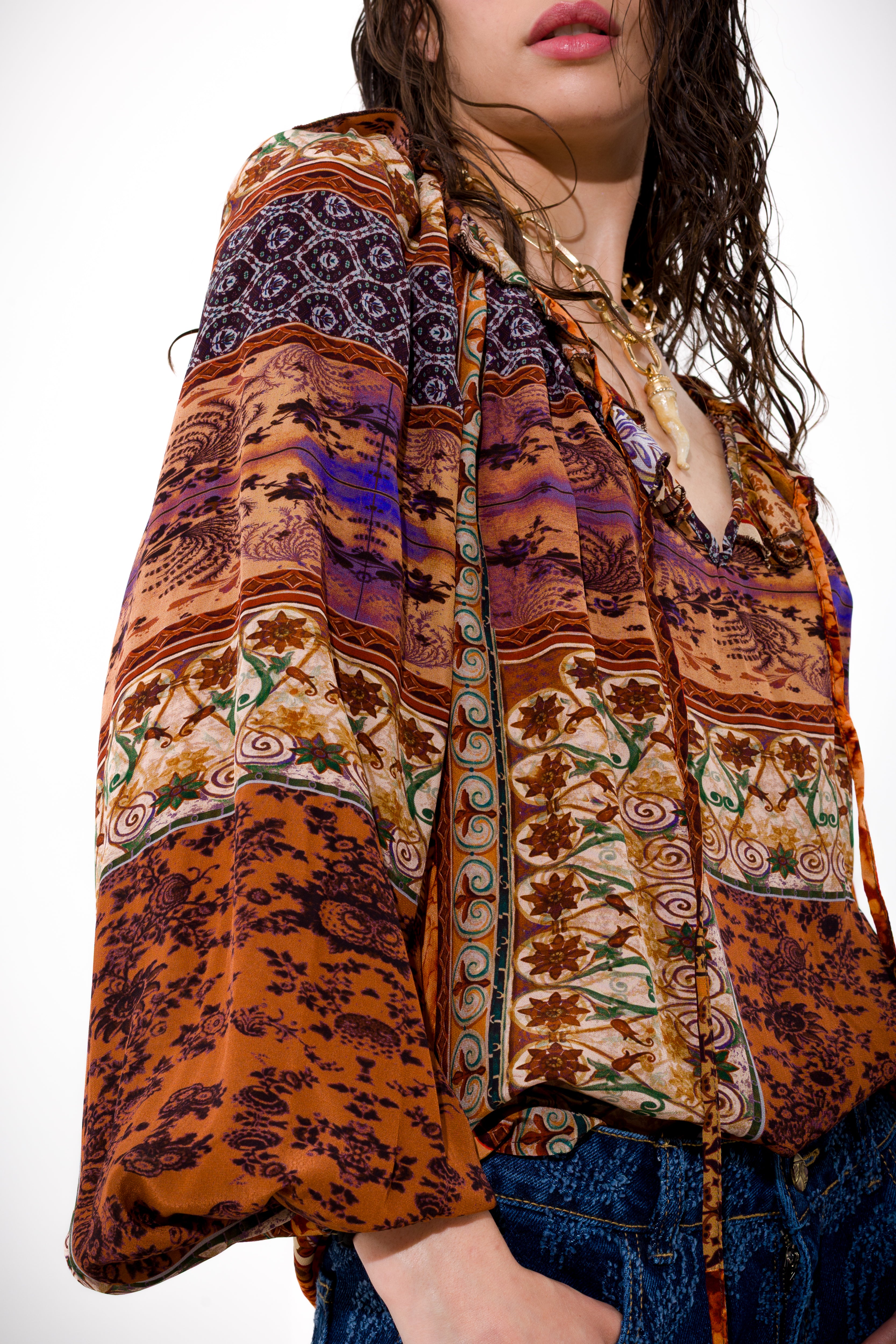 K KULTURE patch print blouse
