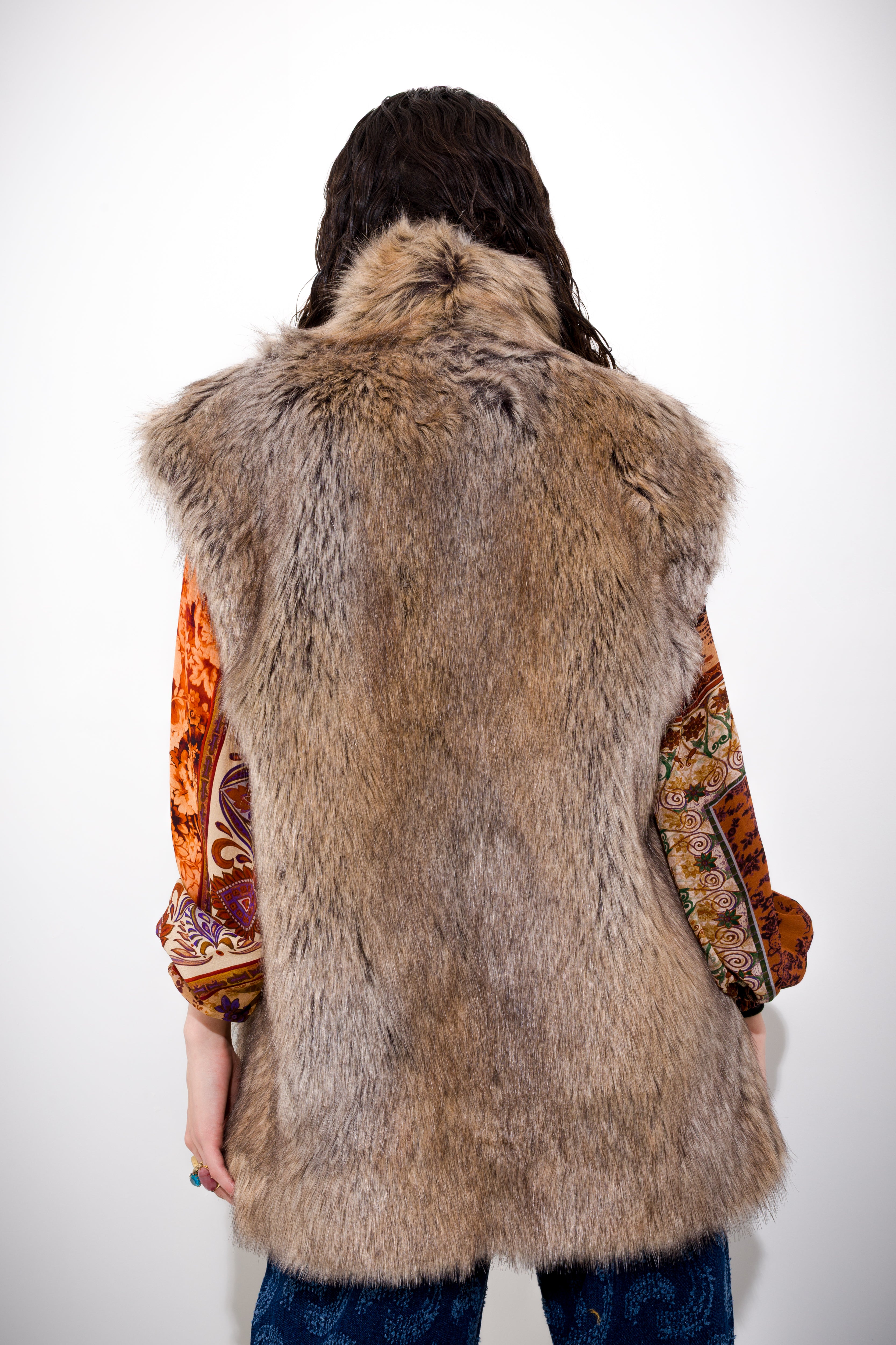 K KULTURE long faux fur vest