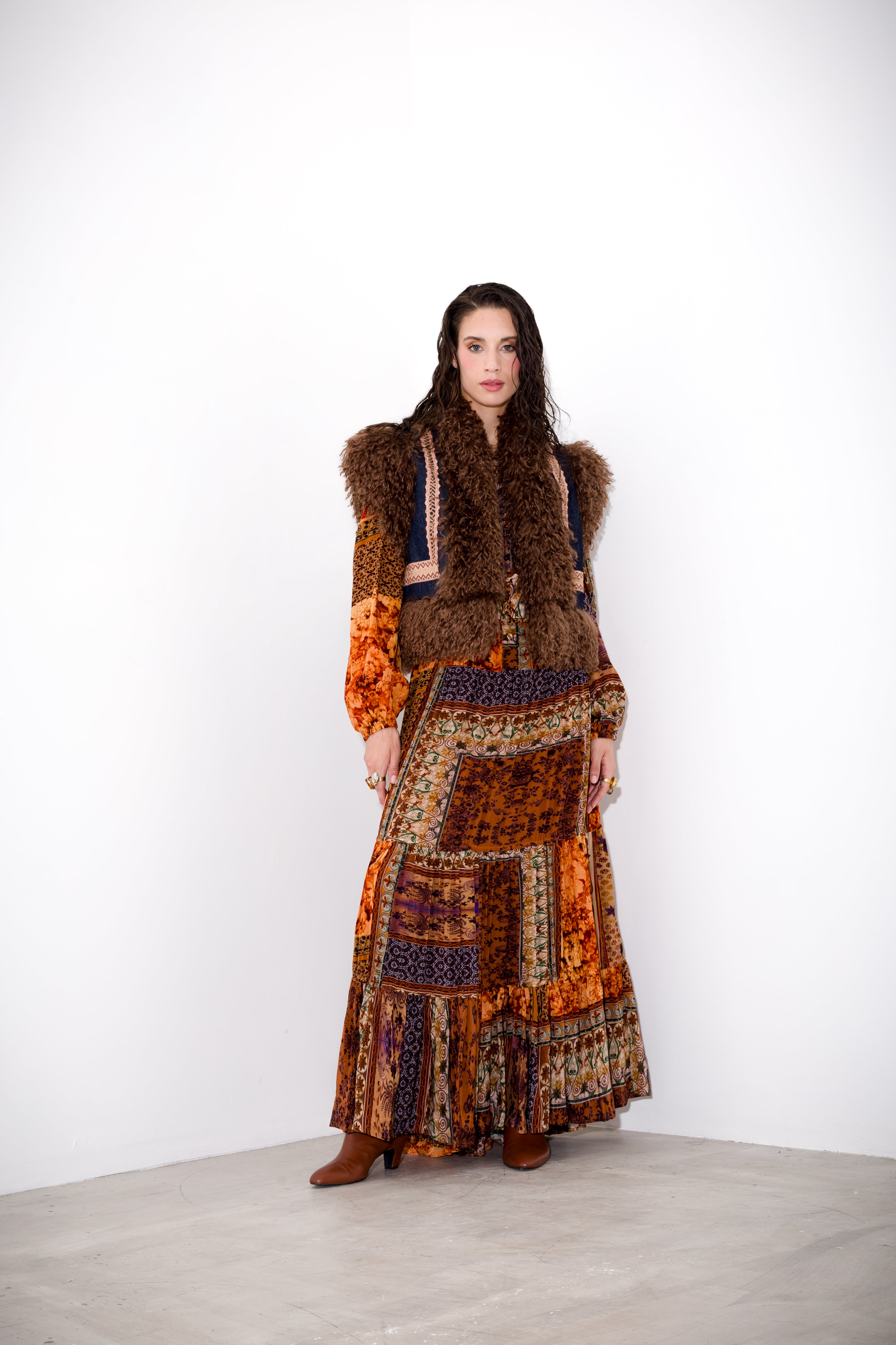 K KULTURE Patch Print Long Dress