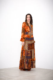 K KULTURE Patch Print Long Dress