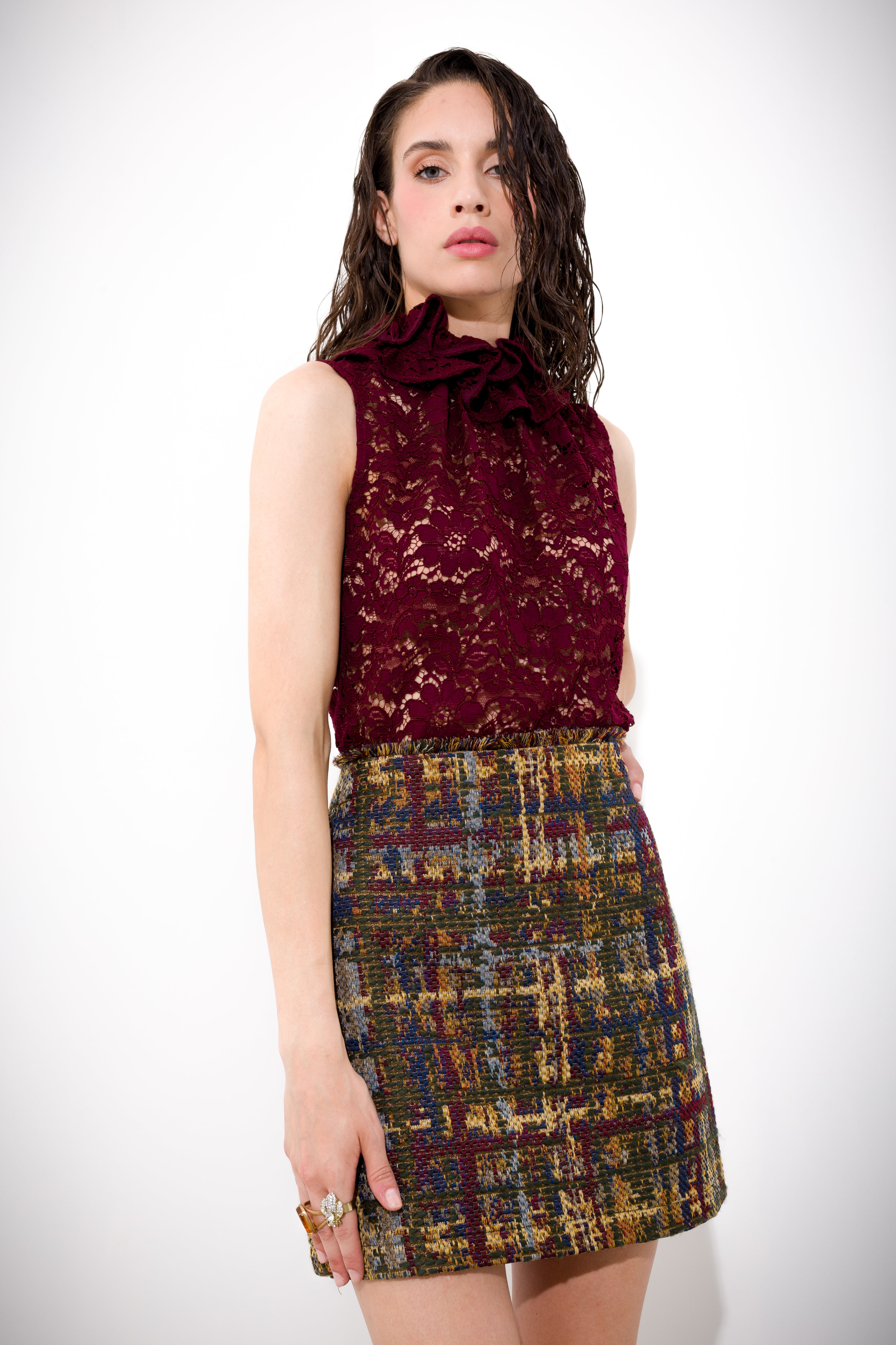 K KULTURE Double Crepe Short Skirt