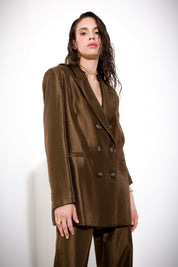 K KULTURE laminated double-breasted blazer