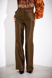 K KULTURE laminated straight leg trousers