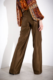K KULTURE laminated straight leg trousers