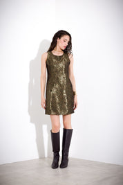K KULTURE Laminated Damask Short Dress