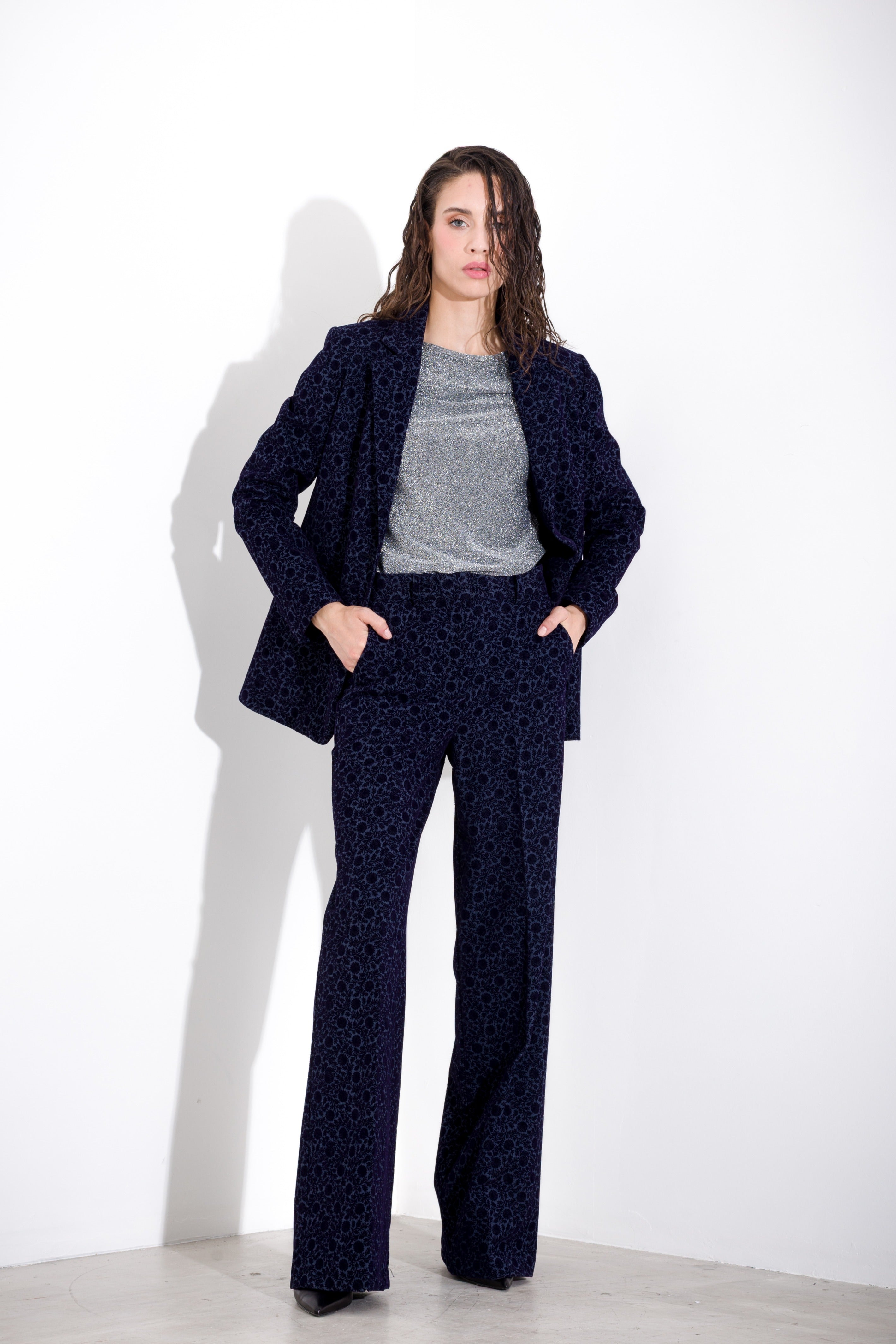 K KULTURE flocked velvet trousers