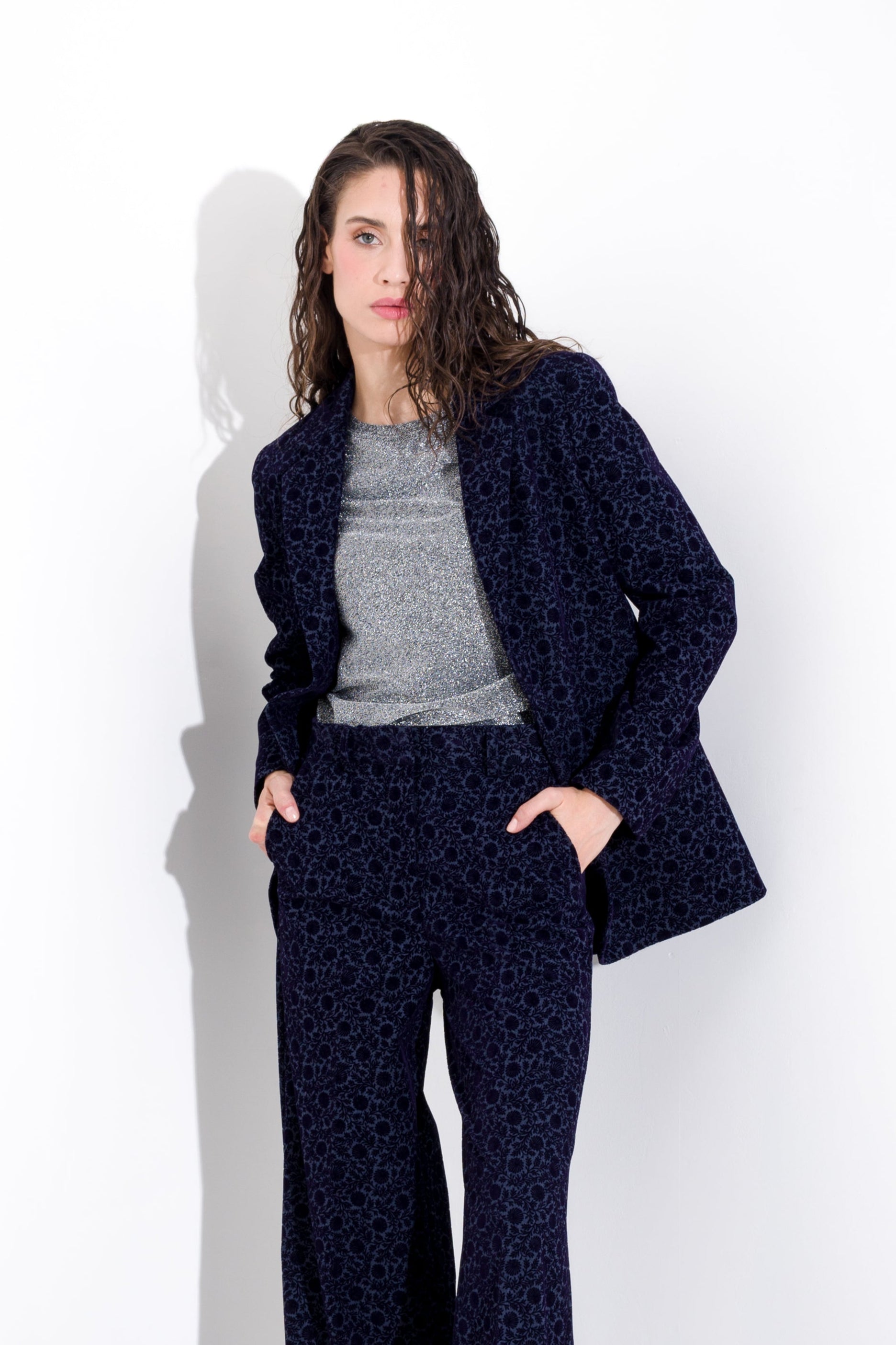K KULTURE flocked single-breasted jacket