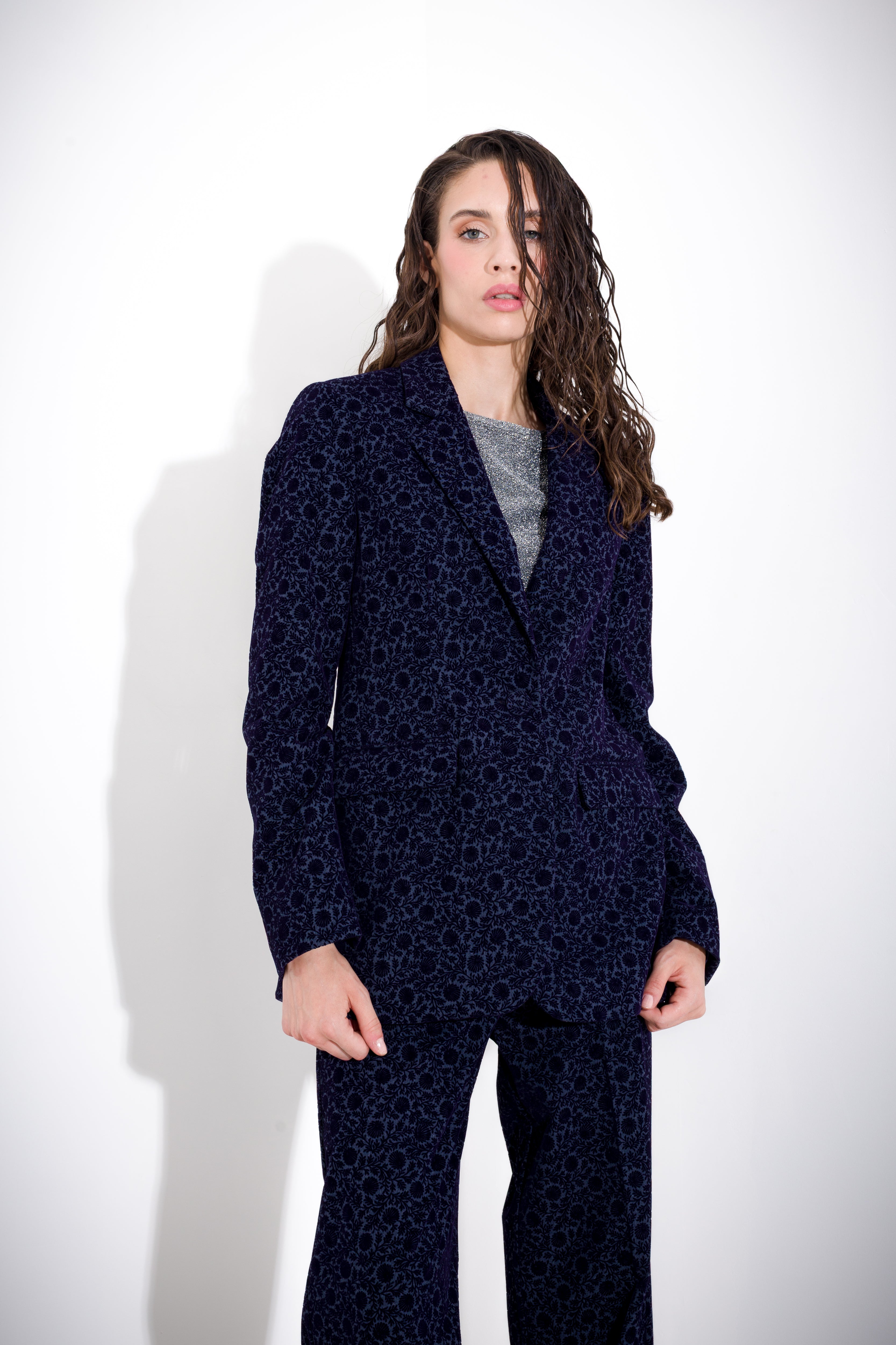 K KULTURE flocked single-breasted jacket