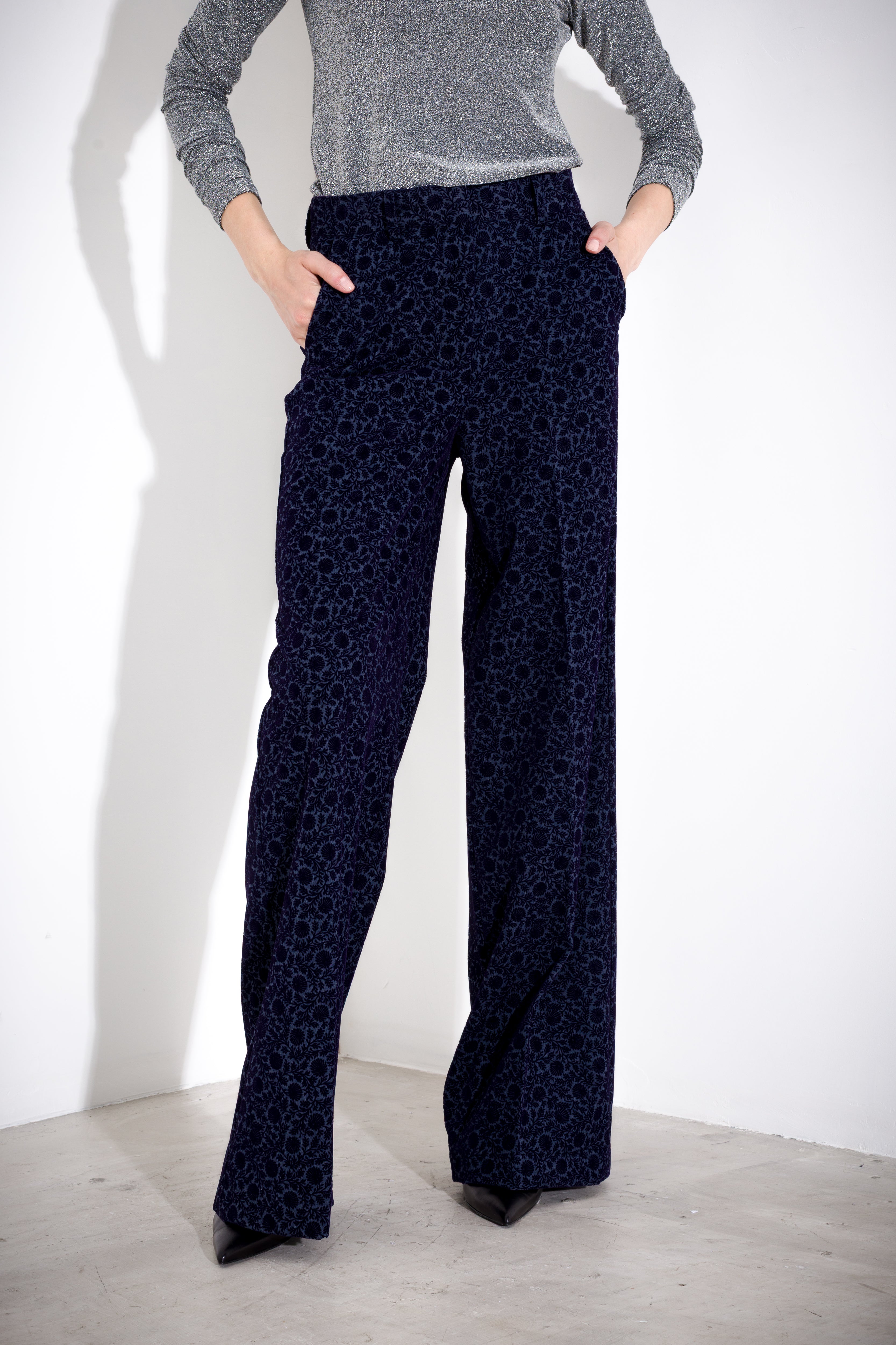 K KULTURE flocked velvet trousers