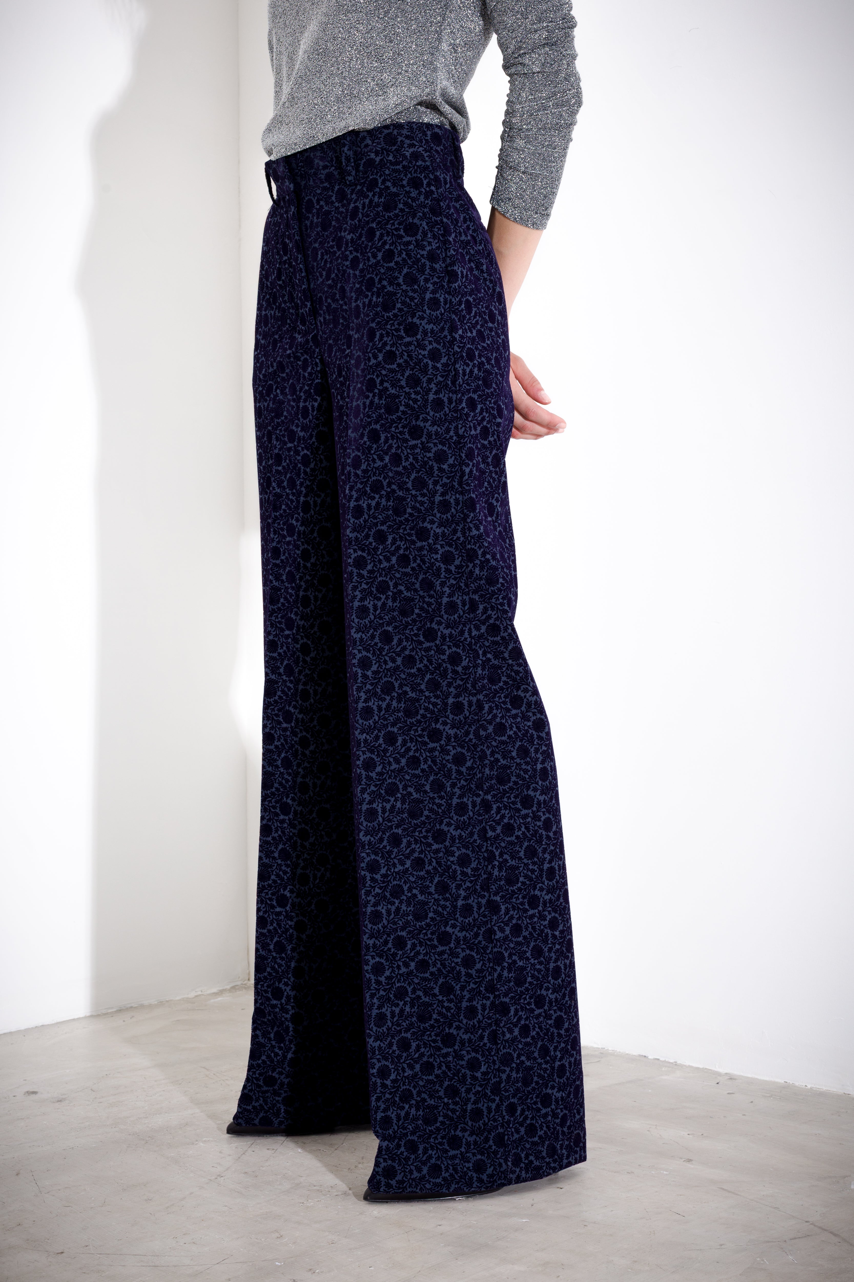 K KULTURE flocked velvet trousers