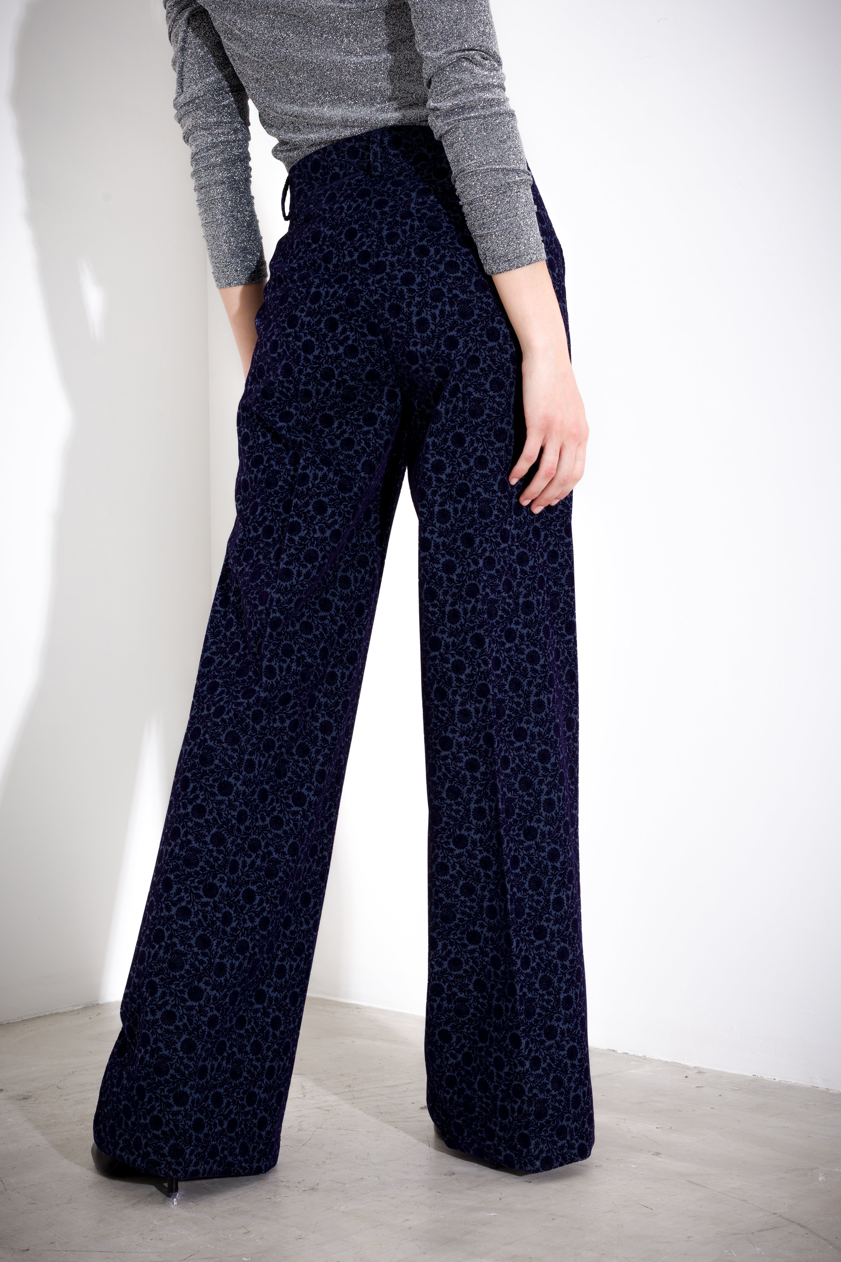 K KULTURE flocked velvet trousers