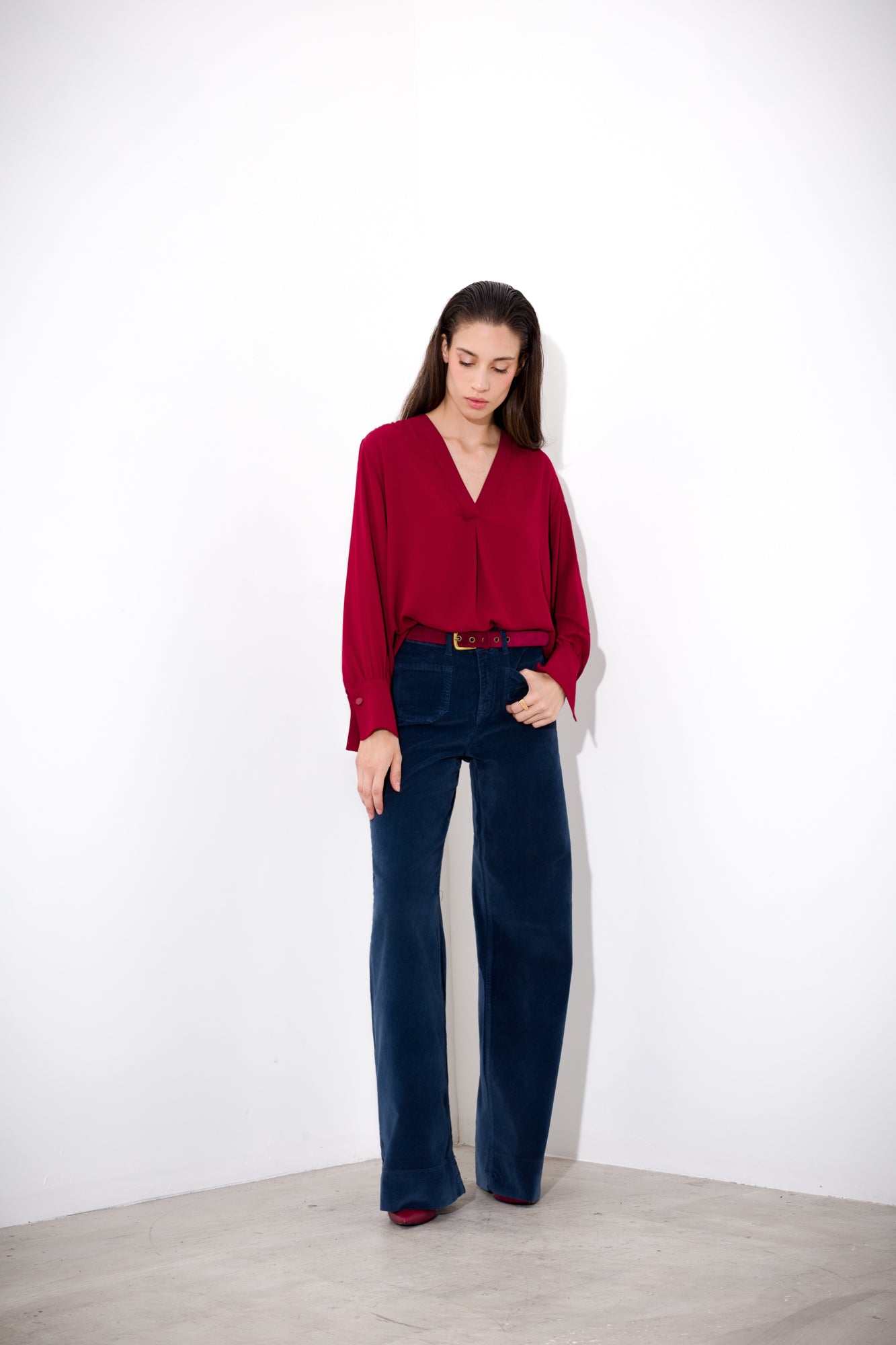 Straight velvet trousers