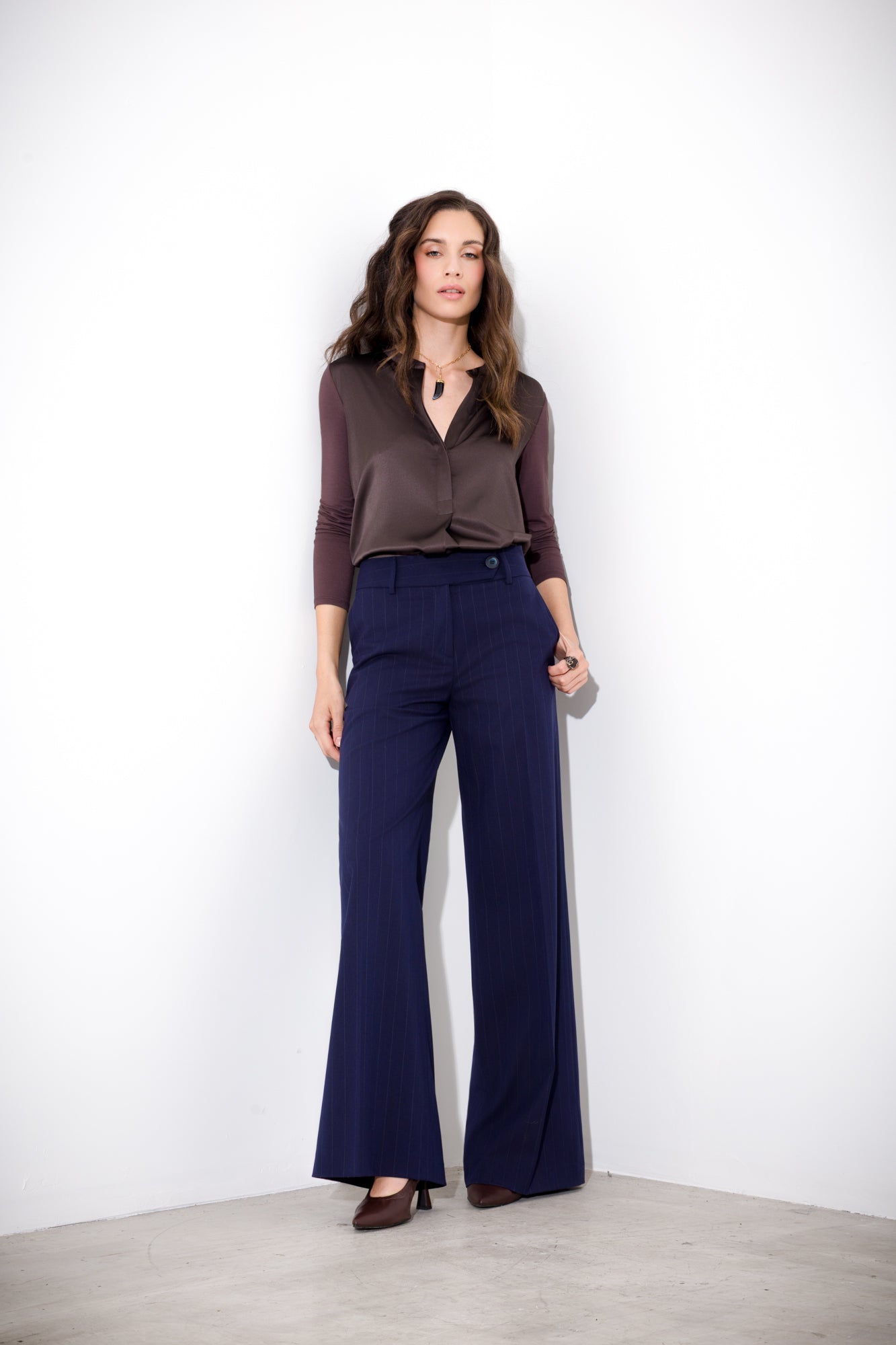 Pantalone gessato gamba dritta