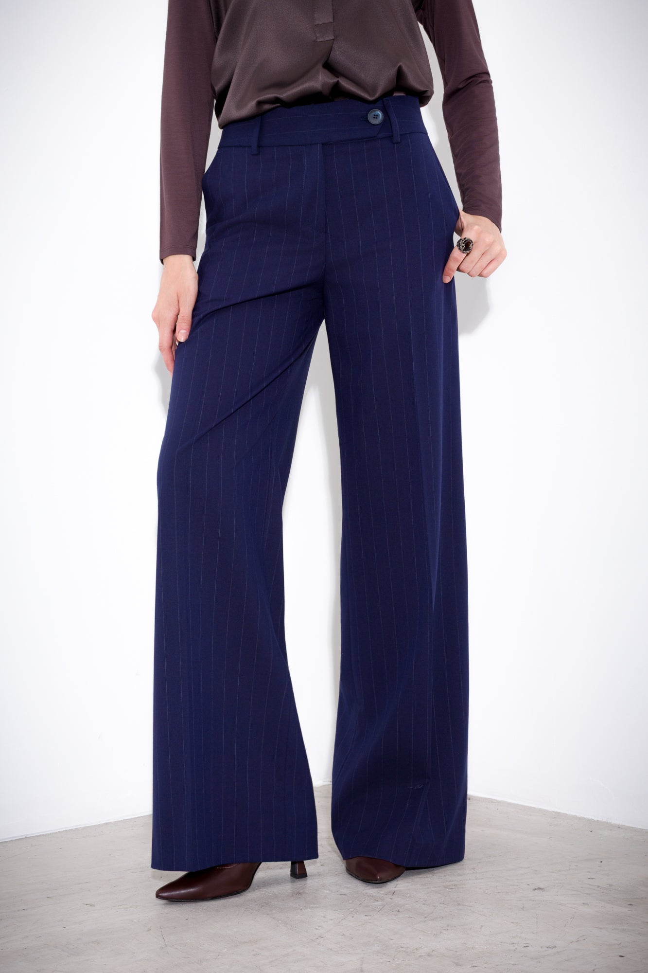 Pantalone gessato gamba dritta
