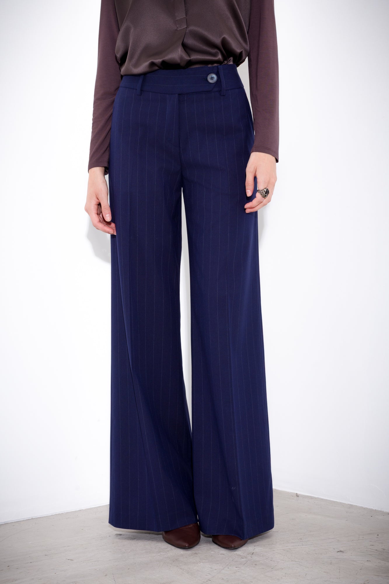 Pantalone gessato gamba dritta