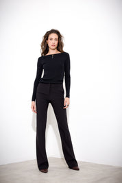 Ribbed boat neck sweater