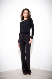 Ribbed boat neck sweater