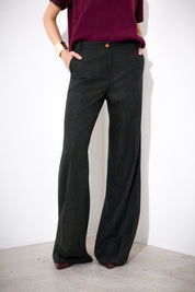 Straight trousers in buttoned wool and silk