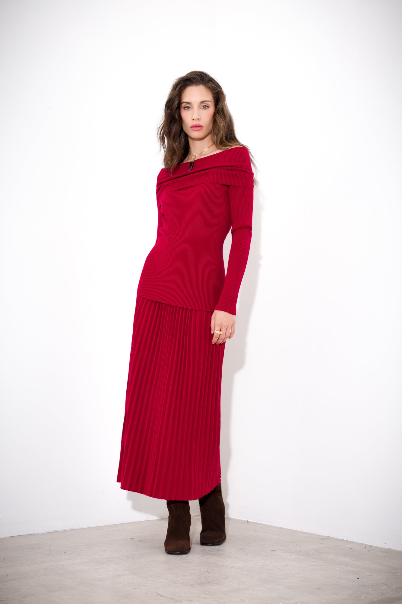 Schiffer neckline viscose sweater