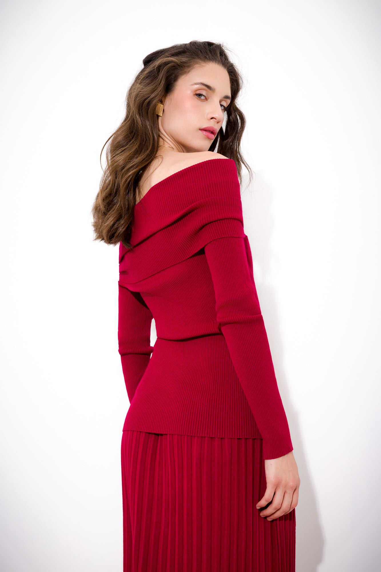Schiffer neckline viscose sweater