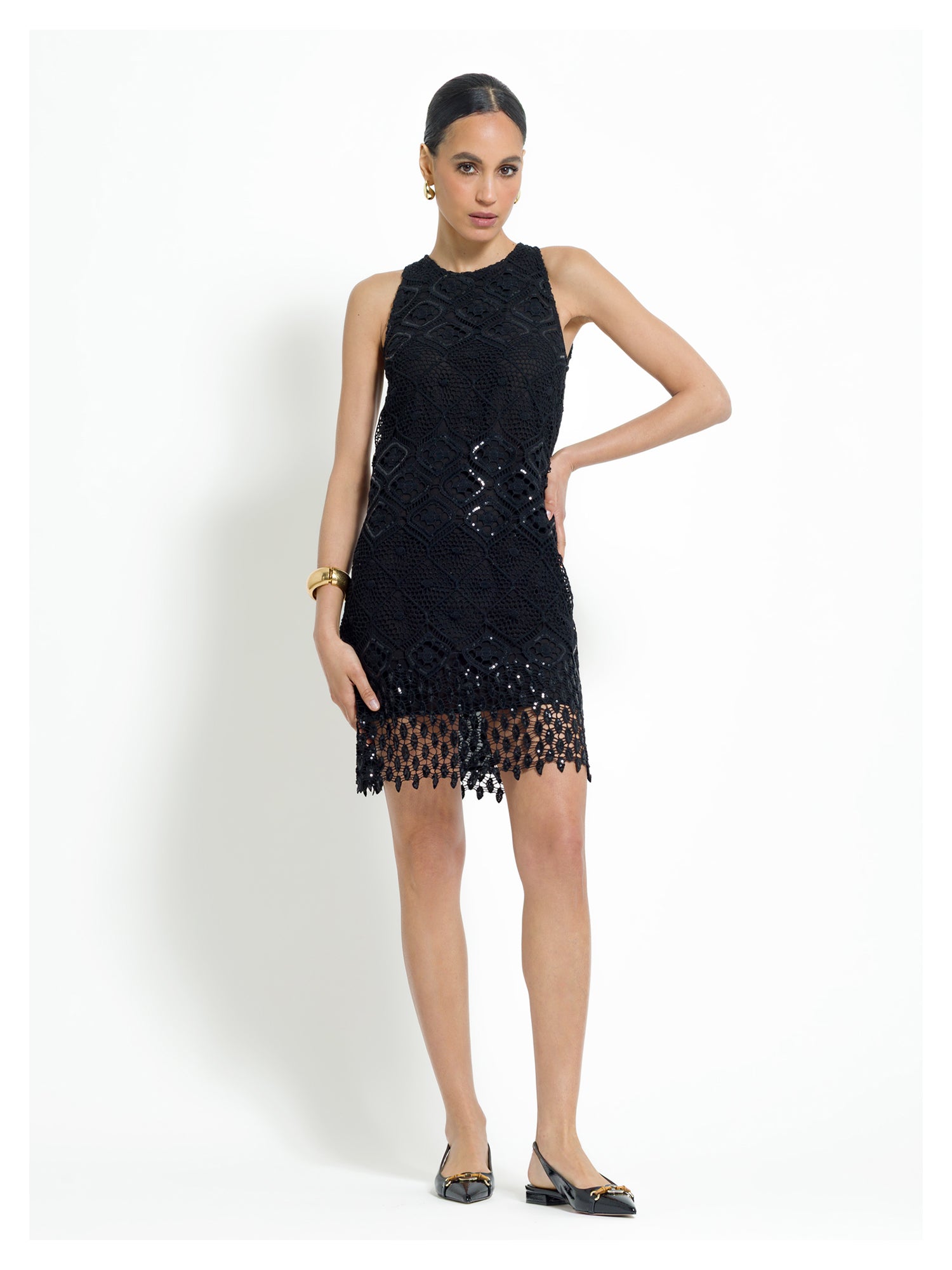 Abito macrame e paillettes