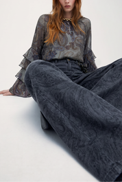 Jeans palazzo in denim stampato