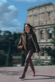 Faux leather trousers