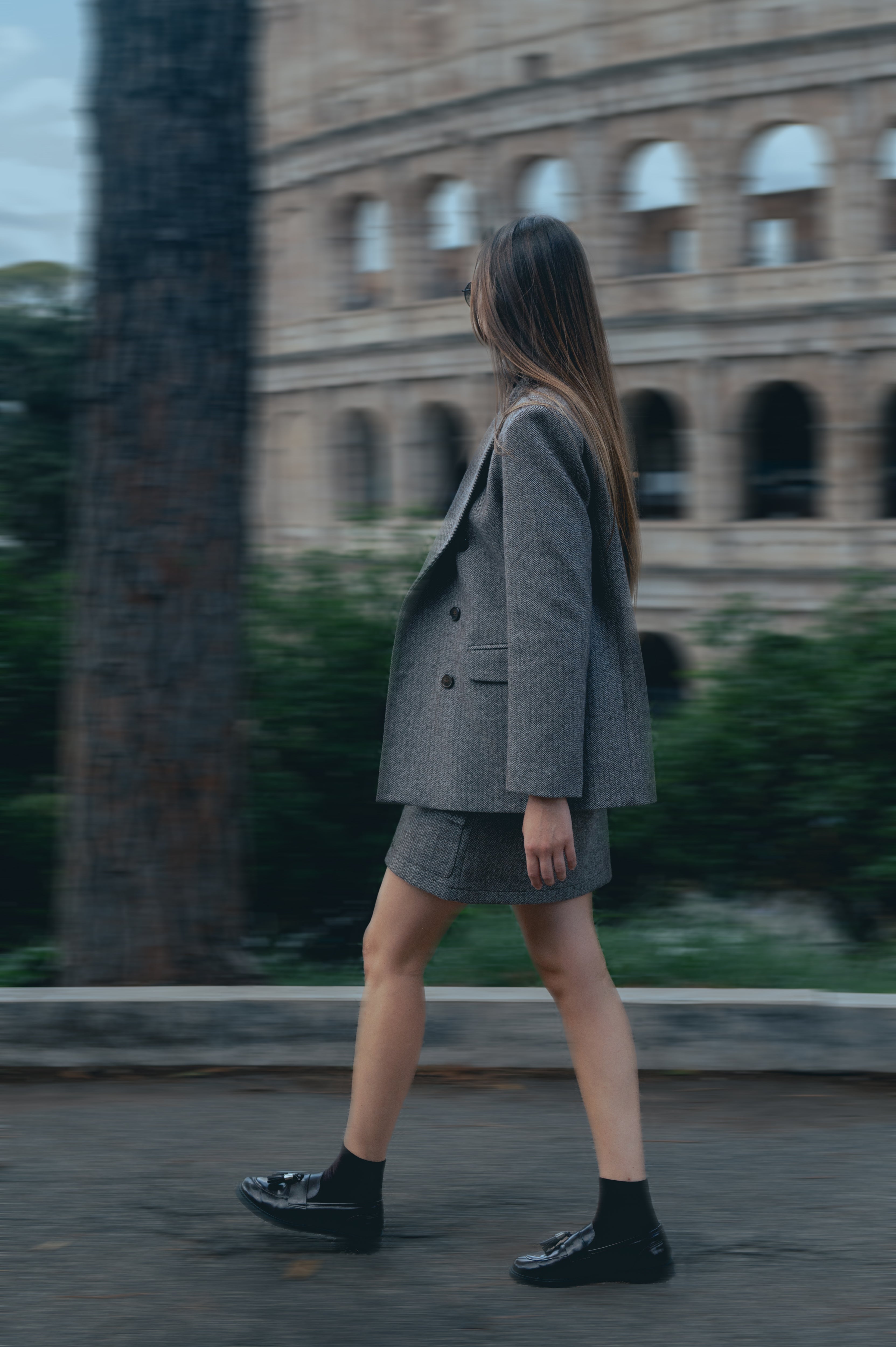 Short skirt in a faux wool blend