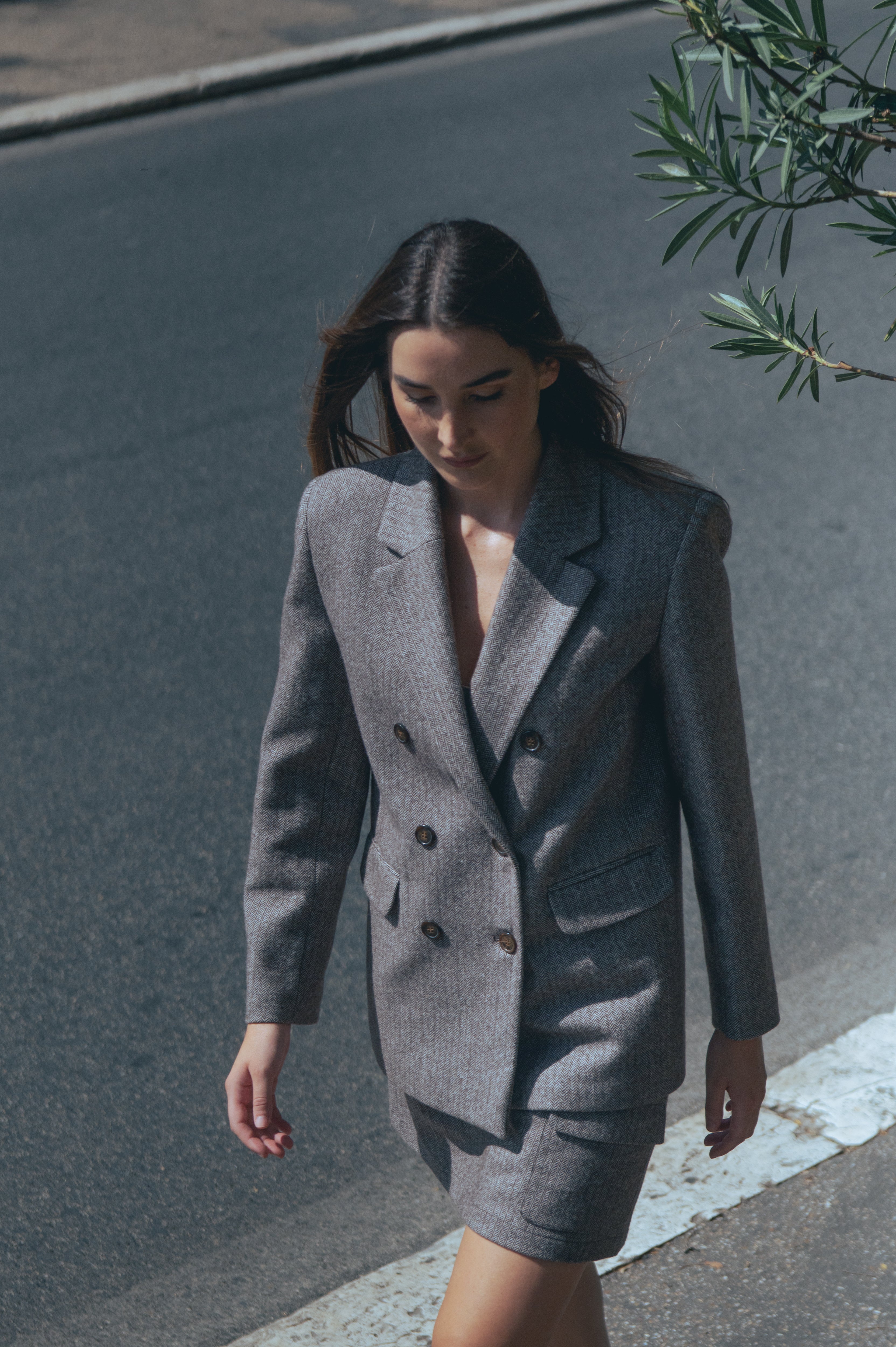 Short skirt in a faux wool blend