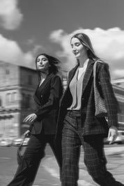 Single-breasted blazer in wool and silk check