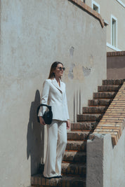 Double crepe flared trousers
