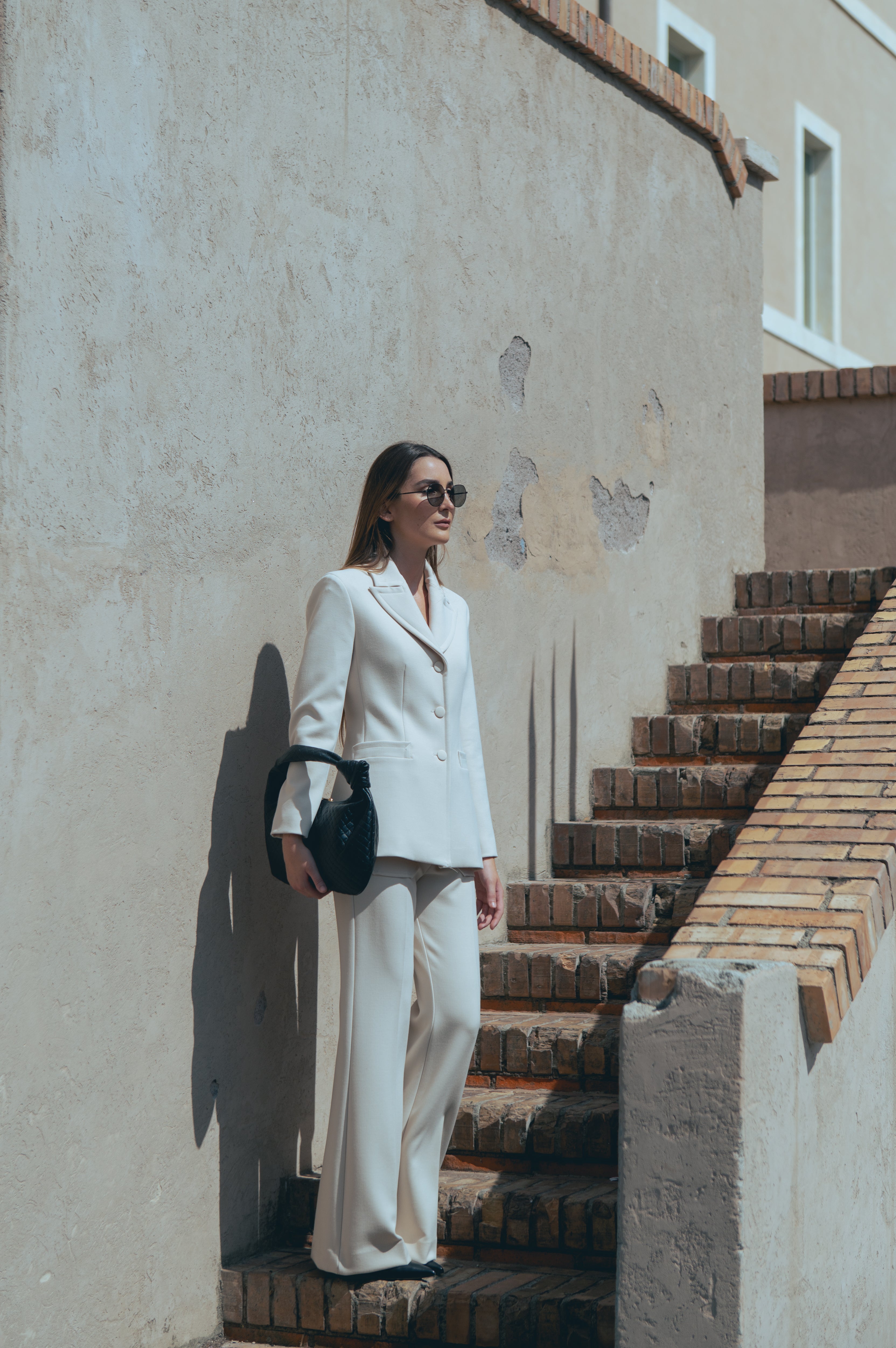 Double crepe flared trousers