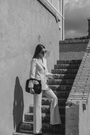 Double crepe flared trousers