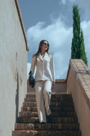 Double crepe flared trousers