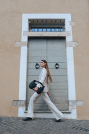 Double crepe flared trousers