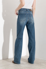 Jeans dritti in denim delave
