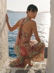 Long dress with patchwork print